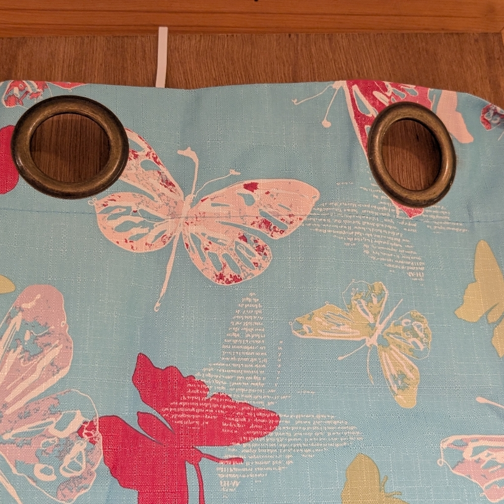 Butterfly Print Blue Blackout Curtains - Picture 4 of 6
